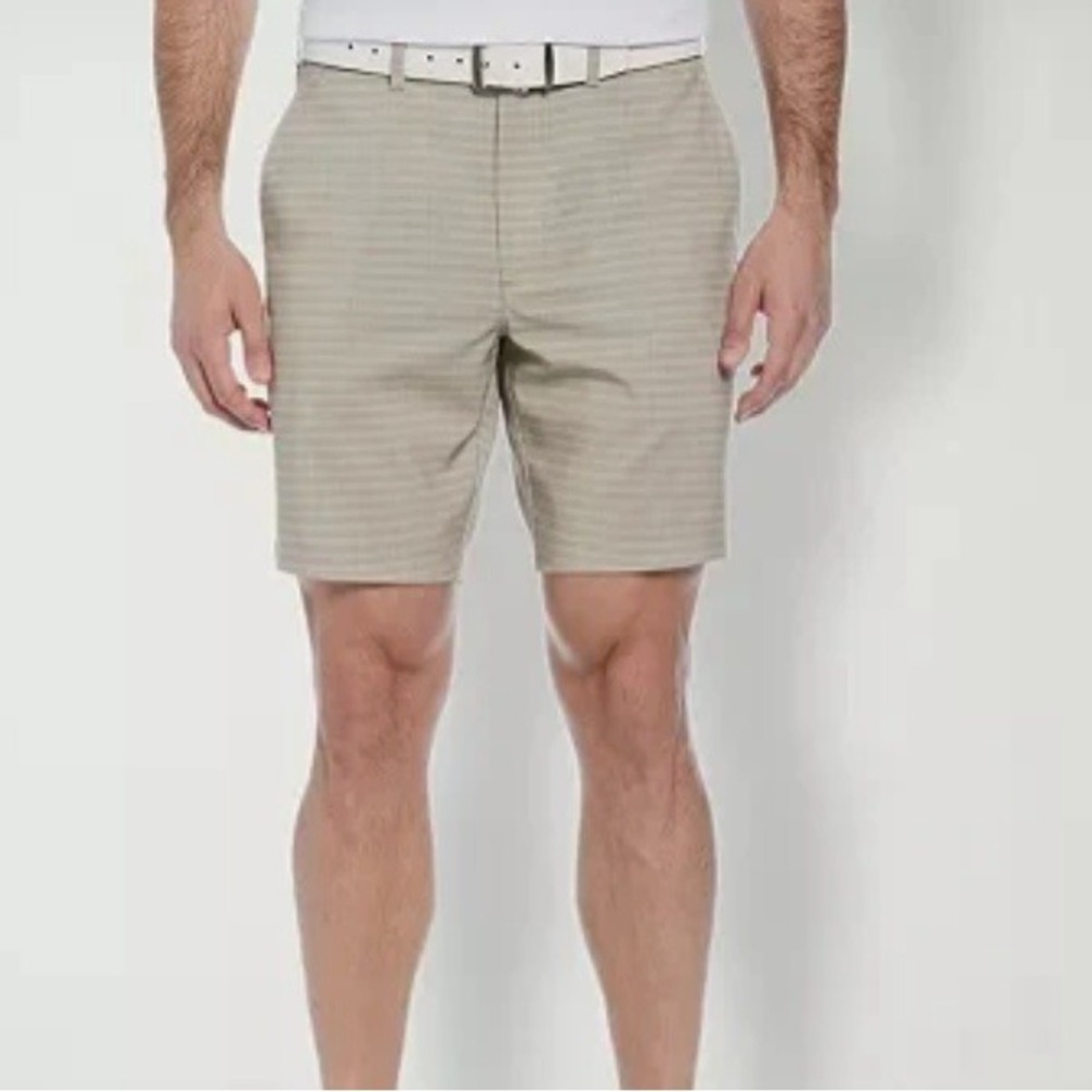 PGA Tour Men Regular fit Golf Shorts 38 / 8 Beige Plaid NEW